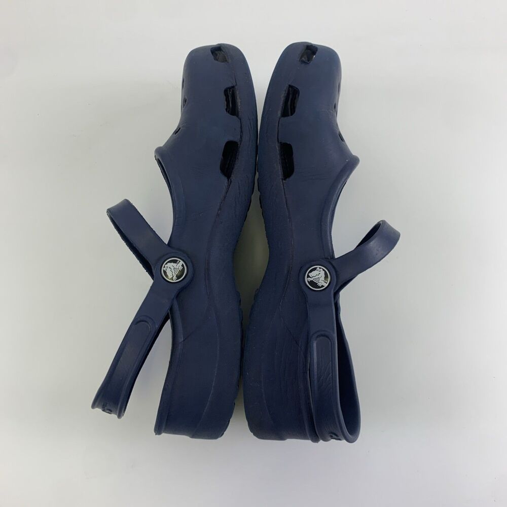 Crocs Shayna Mary Jane Slingback Navy Blue Round Toe Comfort Clog Slip Womens 8 - Picture 10 of 15